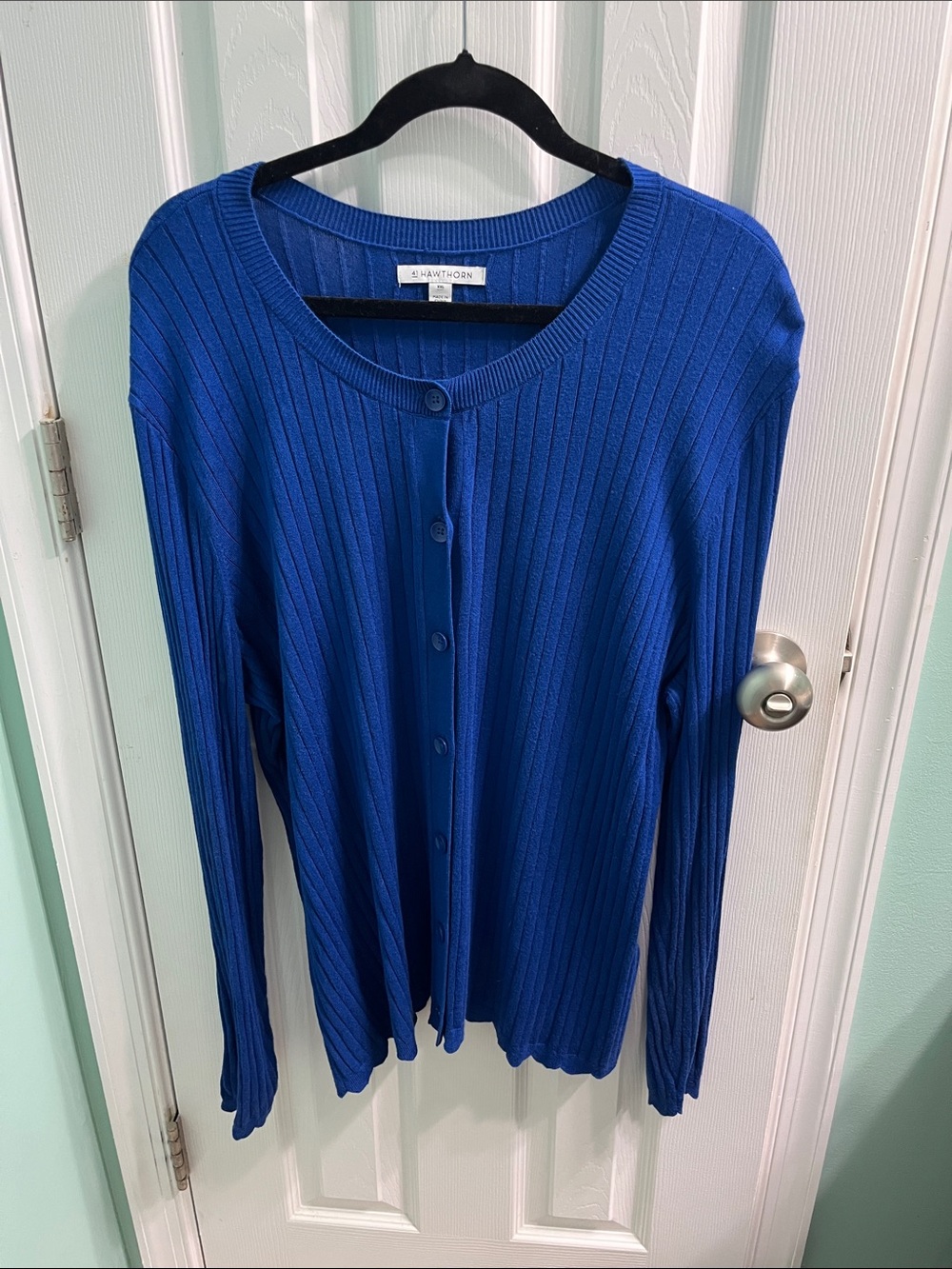 41 Hawthorn Womens Cobalt Blue Ribbed Button Cardigan